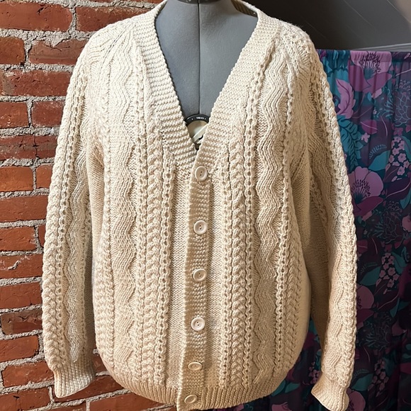 Vintage Sweaters - Handmade cable knit cardigan
